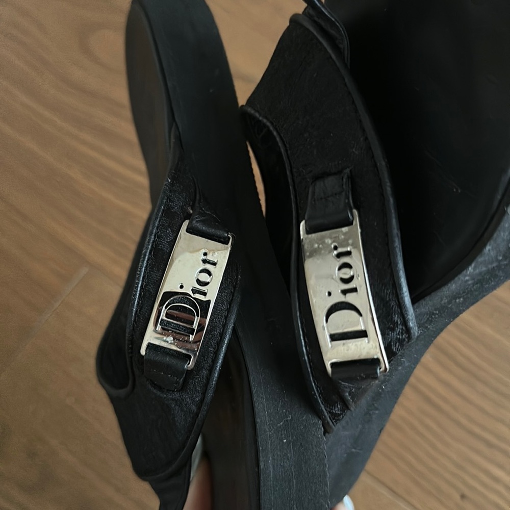 Christian Dior Diorissmo Black Logo Platform Flip Flops Flop Sandals - Picture 16 of 17